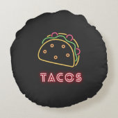 おもしろいモダンネオンタコス記号 ラウンドクッション (裏面)