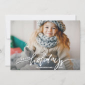 おもしろいモダンハッピーホリデーズフォトハンドレッタ シーズンカード (正面)