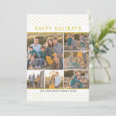 おもしろいモダンハッピーホリデー金ゴールド水玉模様7 Photo シーズンカード (スタンド正面)
