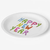 おもしろいモダンハッピー新年 |休日 ペーパープレート (アングル)