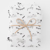 おもしろいモダンパンダパターン子供の誕生日 ラッピングペーパーシート (インサイチュ)