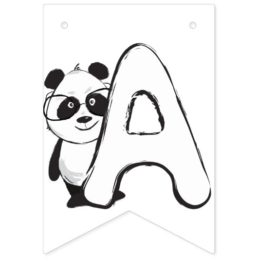 おもしろいモダンパンダ子供の誕生日 バンティングフラッグ (第3の旗)