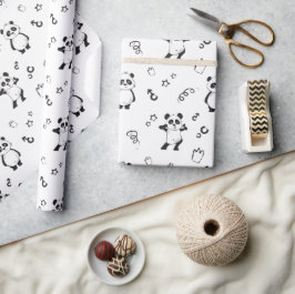 おもしろいモダンパンダ子供の誕生日 ラッピングペーパー