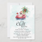おもしろいモダンビーチをテーマにしたクリスマスパーティー 招待状 (正面)