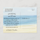 おもしろいモダンビーチ写真結婚式の日付を保存 案内ポストカード (裏面)