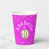 おもしろいモダンピガーリーンク金ゴールドグリッタースター誕生日 紙コップ (裏面)