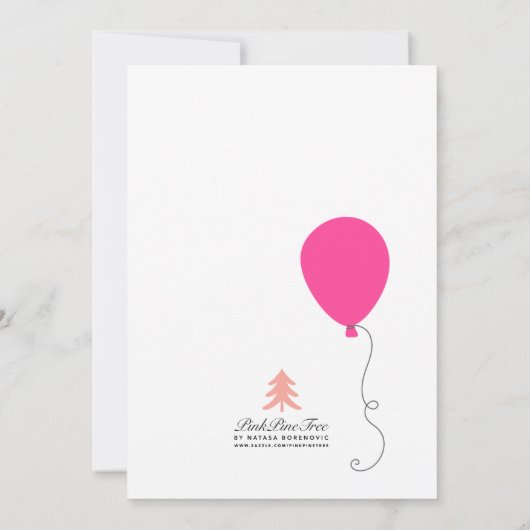 おもしろいモダンピンクオレンジバルーン21歳 招待状 (裏面)