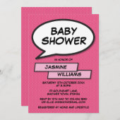 おもしろいモダンピンクガール赤ちゃんシャワー散水 招待状 (正面/裏面)