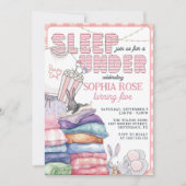 おもしろいモダンピンクスリープアンバースデーパーティー 招待状 (正面)