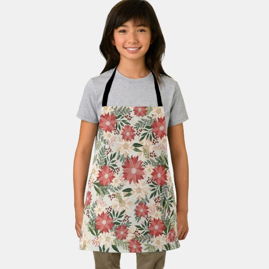 おもしろいモダンフェスティバルクリスマスポインセティアホリデイ エプロン (インサイチュ)