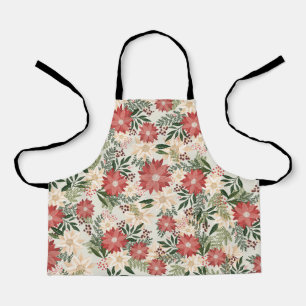 おもしろいモダンフェスティバルクリスマスポインセティアホリデイ エプロン