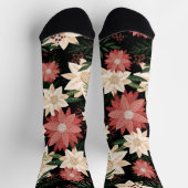 おもしろいモダンフェスティバルクリスマスポインセティアホリデイ ソックス (上部)