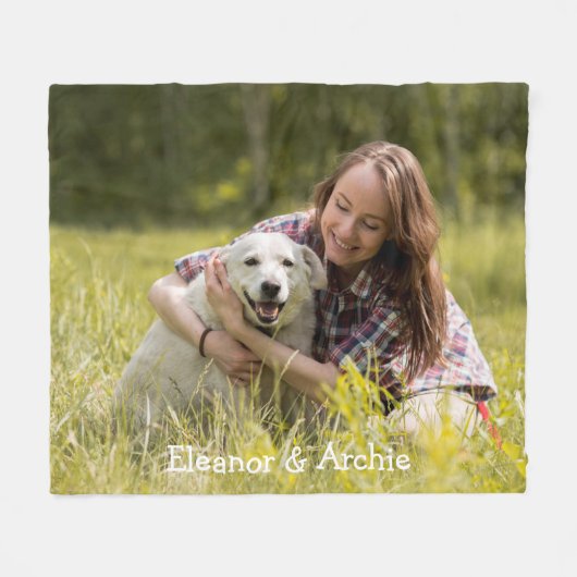 おもしろいモダンフォトモノグラパーソナライズされたム名 フリースブランケット (正面(横))