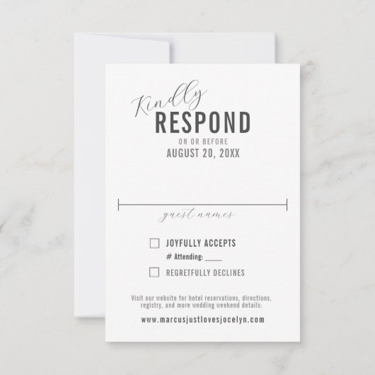 おもしろいモダンフォトワ結婚ードのRSVPフォーマルカード 出欠カード (裏面)