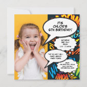 おもしろいモダンフォト誕生日パーティー 招待状 (正面)