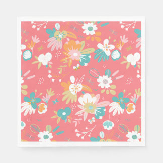 おもしろいモダンフローラカラフル スタンダードランチョンナプキン