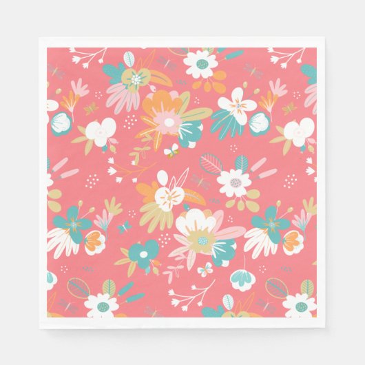 おもしろいモダンフローラカラフル スタンダードランチョンナプキン (正面)