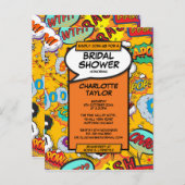 おもしろいモダンブライダルシャワー漫画帳 インビテーションポストカード (正面/裏面)