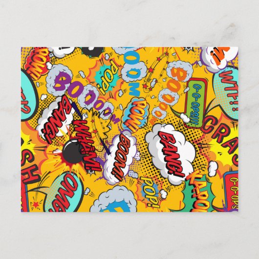 おもしろいモダンブライダルシャワー漫画帳 インビテーションポストカード (裏面)