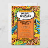 おもしろいモダンブライダルシャワー漫画帳 招待状 (正面)