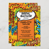 おもしろいモダンブライダルシャワー漫画帳 招待状 (正面/裏面)