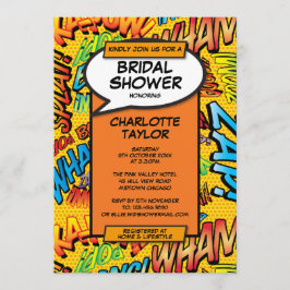 おもしろいモダンブライダルシャワー漫画帳 招待状