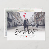 おもしろいモダンブラシスクリプト日付の保存 案内ポストカード (正面/裏面)