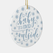 おもしろいモダンベビーの外側のスノーフレークブルー セラミックオーナメント (右)