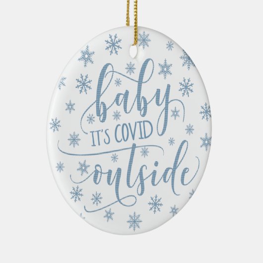 おもしろいモダンベビーの外側のスノーフレークブルー セラミックオーナメント (右)