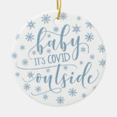 おもしろいモダンベビーの外側のスノーフレークブルー セラミックオーナメント (正面)