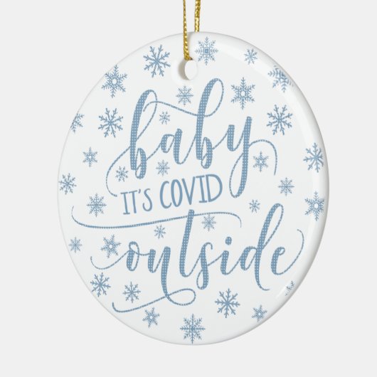 おもしろいモダンベビーの外側のスノーフレークブルー セラミックオーナメント (左)