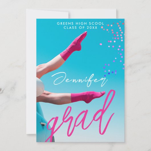 おもしろいモダンホットピンクTypo大学大学院の写真 案内状 (正面)