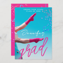 おもしろいモダンホットピンクTypo大学大学院の写真 案内状