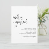 おもしろいモダンミカジュアルミナリスト結婚ハート 招待状 (スタンド正面)