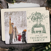 おもしろいモダンメリークリスマスツリースクリプトタイポグラフィ シーズンカード