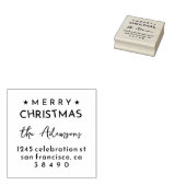 おもしろいモダンメリークリスマスファミリー差出人住所 ラバースタンプ (押印)