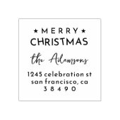 おもしろいモダンメリークリスマスファミリー差出人住所 ラバースタンプ (インプリント)