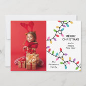 おもしろいモダンメリークリスマスフェスティバルライト写真 シーズンカード (正面)