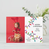 おもしろいモダンメリークリスマスフェスティバルライト写真 シーズンカード (スタンド正面)