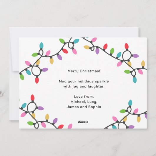 おもしろいモダンメリークリスマスフェスティバルライト写真 シーズンカード (裏面)