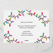 おもしろいモダンメリークリスマスフェスティバルライト写真 箔シーズンカード (裏面)