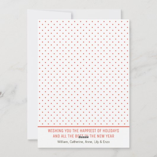 おもしろいモダンメリークリスマスレッド水玉模様6写真 シーズンカード (裏面)