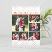 おもしろいモダンメリークリスマス赤水玉模様7 Photo シーズンカード (スタンド正面)