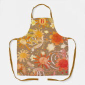 おもしろいモダンモノグラムのの花 エプロン (正面)