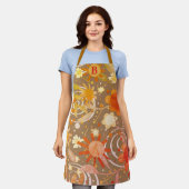 おもしろいモダンモノグラムのの花 エプロン (着用した状態)