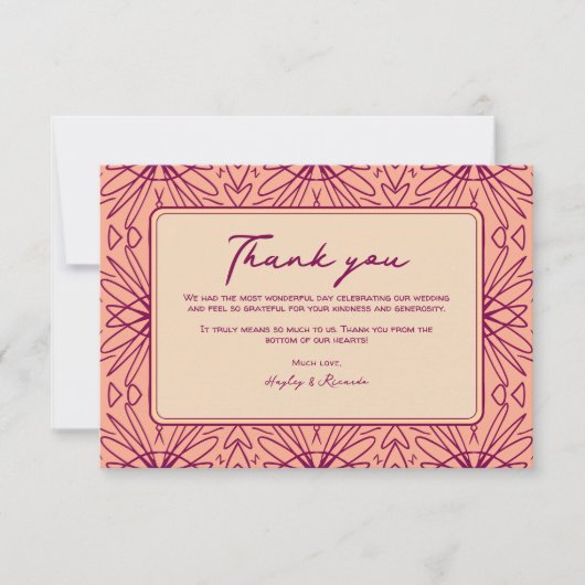 おもしろいモダンユニーク結婚サンキューカード サンキューカード (正面)