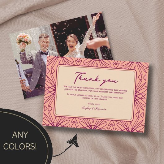 おもしろいモダンユニーク結婚サンキューカード サンキューカード