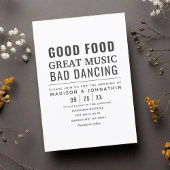 おもしろいモダンユーモアのある黒と白結婚の 招待状