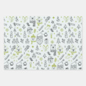 おもしろいモダンラインスケッチホリデーテーマクリスマス ラッピングペーパーシート (正面2)