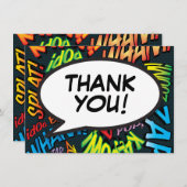 おもしろいモダンレトロ漫画ブックサンキューユー サンキューカード (正面/裏面)